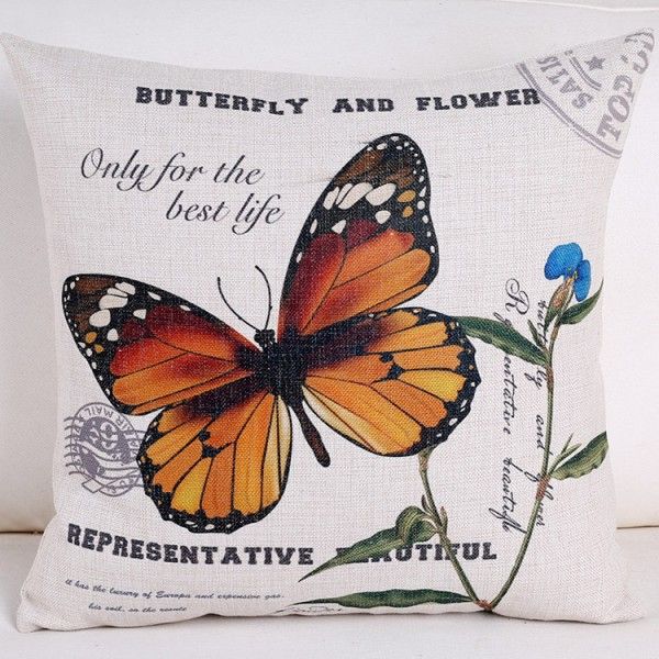Butterfly Flower Bird American style garden sofa pillow pillow cotton hemp rectangular armrest pillow cushion car waist pillow wholesale 