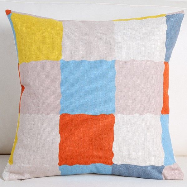 Color red yellow green blue purple cotton linen pillow sofa bay window car office sofa cushion cover 