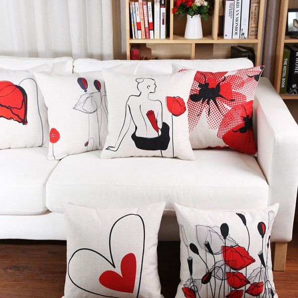 Modern simple hand painted flower pillow Nordic fresh car office sofa cushion cushion customization 