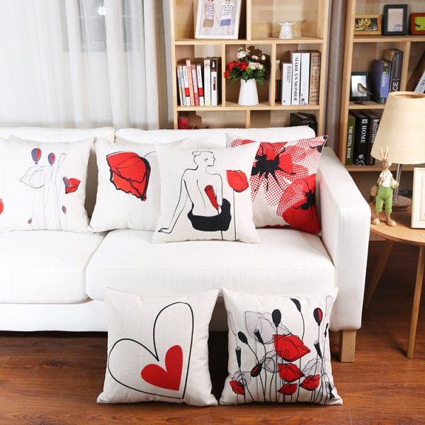 Modern simple hand painted flower pillow Nordic fresh car office sofa cushion cushion customization 