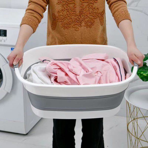 Foldable Dirty Clothes Basket Silicone Foldable Laundry Basin Foldable Pet Shower Basin Sundry Storage Basket Foldable Storage