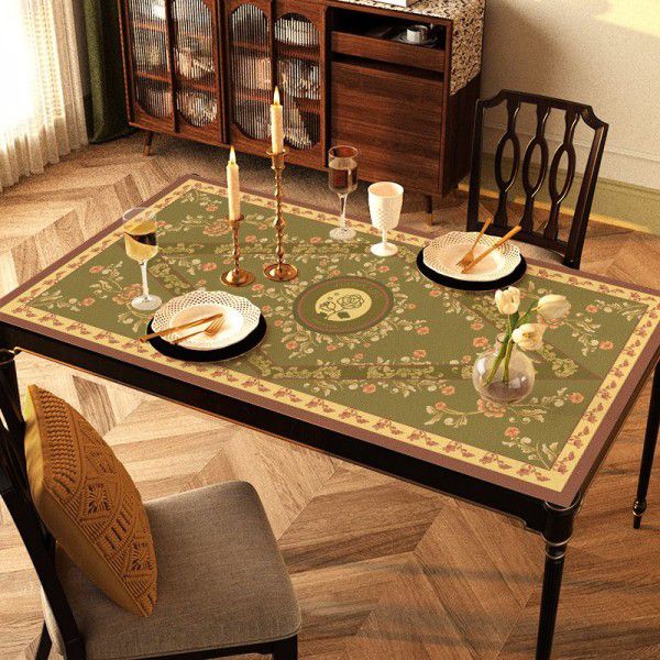 Table mat, retro leather, table mat, waterproof, oil resistant, scald resistant, washable tablecloth, coffee table mat