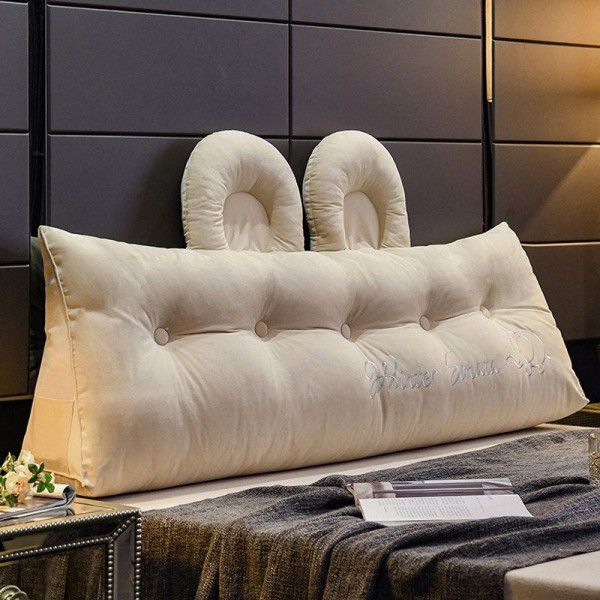 Bedhead cushion, cushion, velvet triangular large backrest, bed cushion, Nordic bedroom tatami bed cushion, detachable and washable