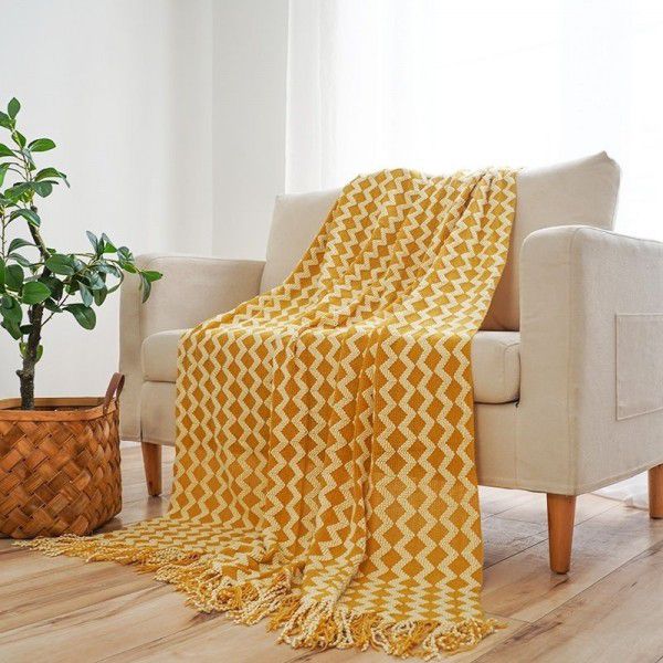 Air conditioning blanket, dual color office sofa blanket cover, homestay bed end scarf, net red nap blanket shawl