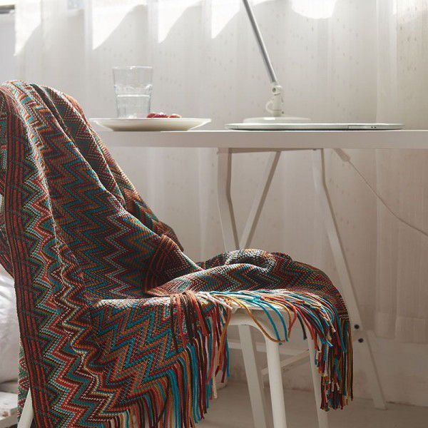 Bohemian knitting blanket office nap blanket home stay small blanket sofa cover blanket casual blanket bed towel 