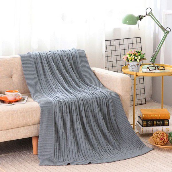 Cotton Knitted Blanket British Style Solid Color Nap Blanket Knitted Blanket Air Conditioning Blanket