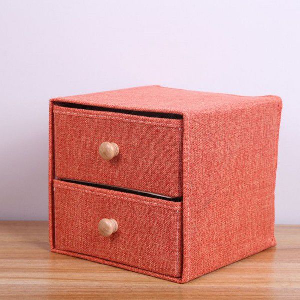 Ma desktop small drawer, debris storage, 2-layer drawer storage box, double-layer storage box, folding fabric art