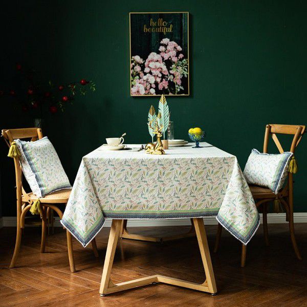 Printed tablecloth, Christmas tablecloth, wedding decoration, festive embroidery, Nordic rectangular dining table tablecloth