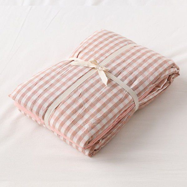 Water washed cotton four piece set for mother and baby grade simple all cotton yarn-dyed pure cotton 4-piece bedding