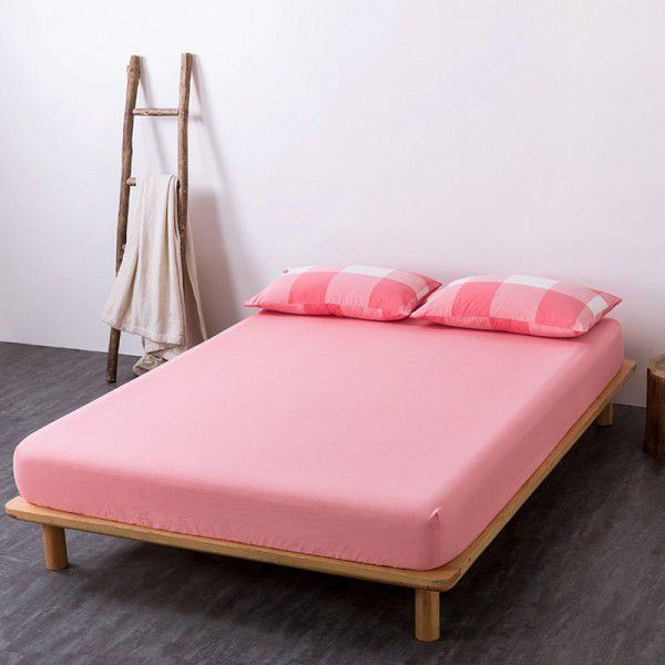 100% Cotton Washed Cotton Fitted Sheet Single Piece Solid Color Student Dormitory Homestay Bed Single Double Bed Cover Bed Cover