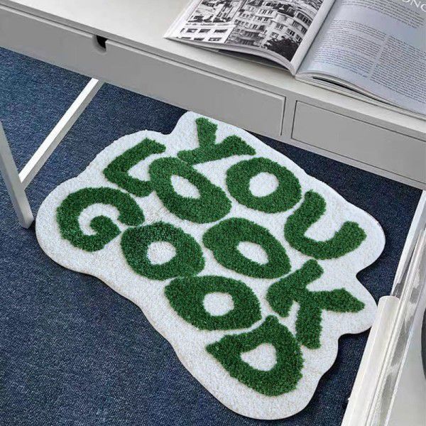 Flocking floor mats absorb water and prevent slip. Letters are simple for home decoration, indoor carpets, bedside bedrooms, green rooms