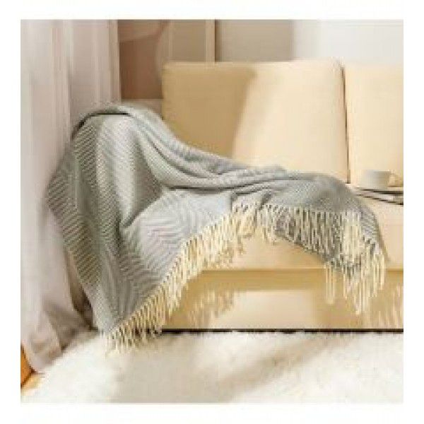 Woven jacquard knitted blanket herringbone pattern wavy acrylic blanket diamond tassel blanket shawl sofa blanket