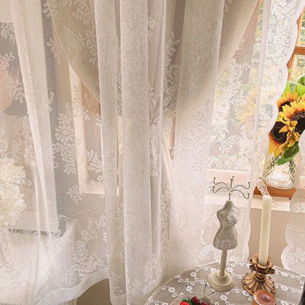 Cloth gauze integrated double-layer shading and heat insulation window curtain French french window white gauze curtain