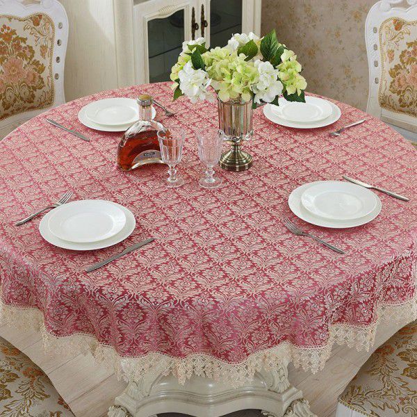 Round table tablecloth, large round table, dining tablecloth, rural jacquard, large round cloth, household living room tablecloth