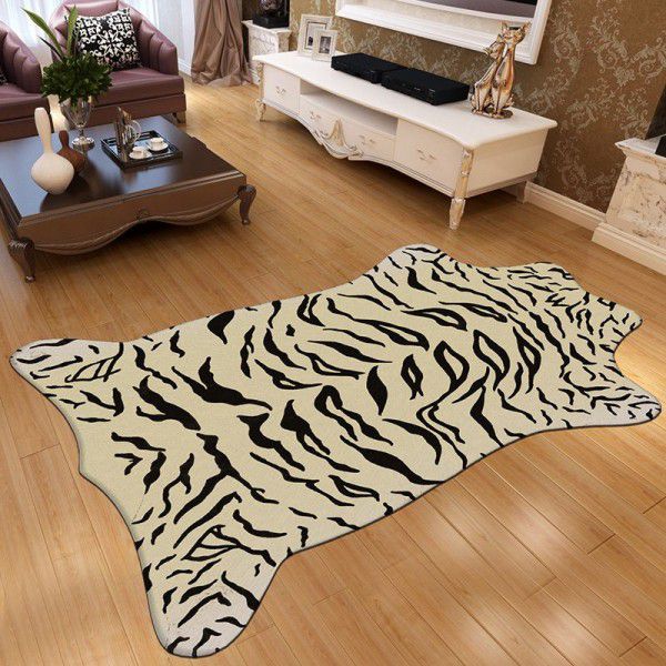 Faux fur carpet floor mat, faux animal skin, crystal velvet printed carpet, living room, bedroom, bedside floor mat, door mat