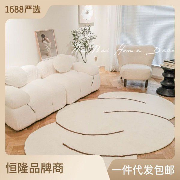 Home Cream Line Cloud Living Room Carpet Bedroom Bedside Carpet Tea Table Carpet Simple Modern Sofa Floor Mat