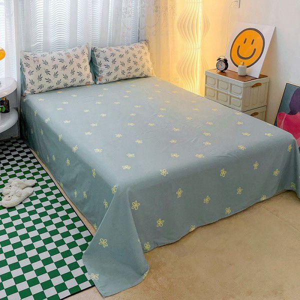 Four piece bed set of pure cotton 100 small fresh quilt cover, bed sheet, quilt cover, bedsheet, dormitory three piece set