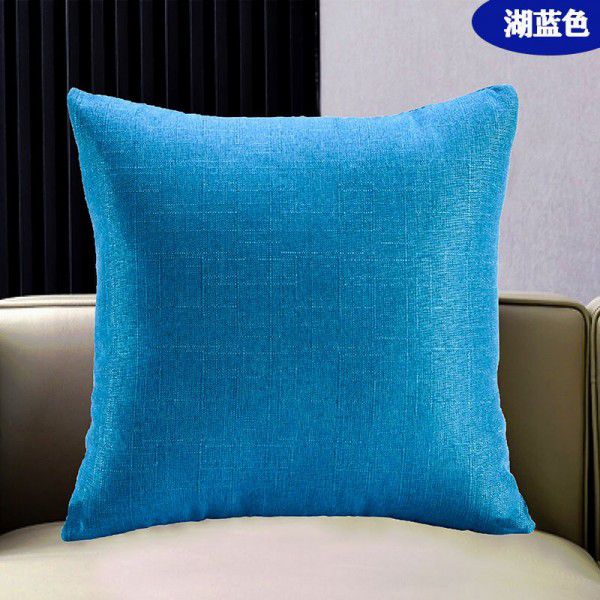 Solid colored linen pillows for cars, home work, cotton and linen pillowcases, dormitories, sofas, cushions, and pillows