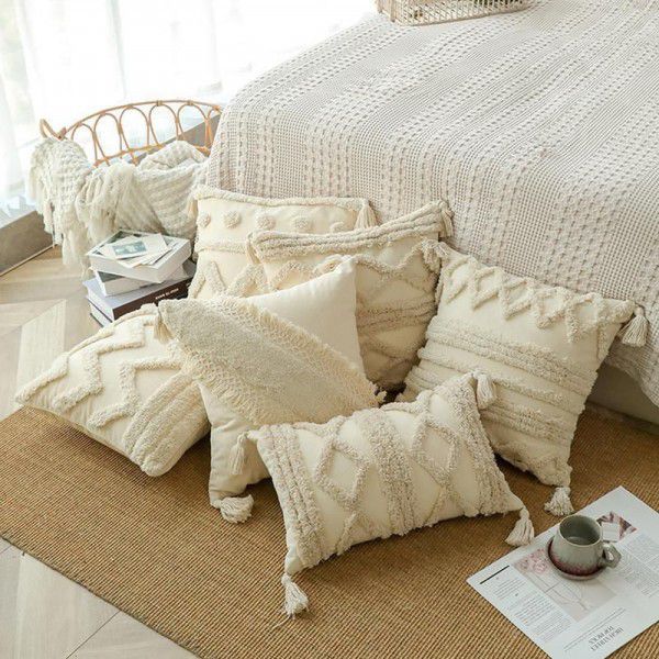India Bohemia Morocco Beige White Sofa Cushion New Bed Cushion