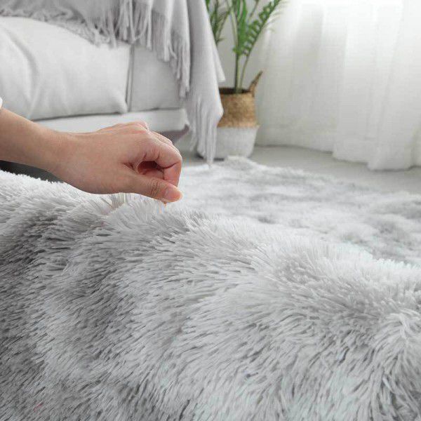 Gradient tie dyed carpet, plush living room, coffee table, bedroom, silk plush carpet, bedside blanket