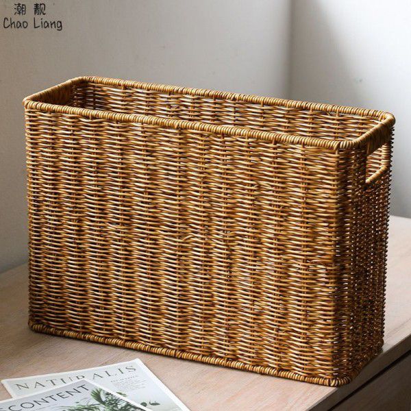 Grass magazine basket storage basket weaving basket rectangular storage basket organizing basket