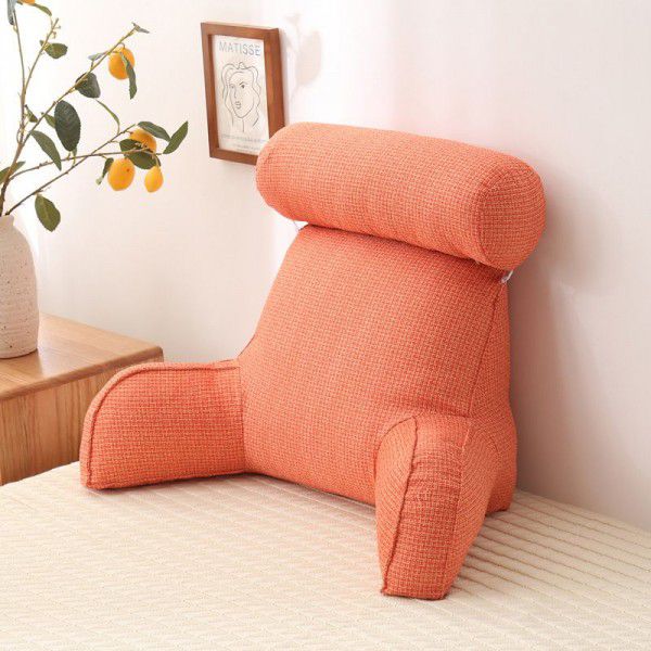 Pillow with armrest and round pillow, pearl cotton inner core, detachable, multi-functional large waist backrest