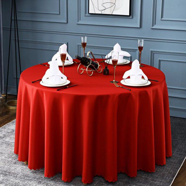 Thickened hotel tablecloth, large round tablecloth, high-end restaurant, round banquet table cloth, fabric art