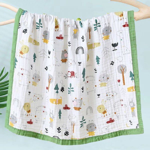 Neonatal bath towel, baby pure cotton gauze, soft and absorbent children's bath towel, blanket for newborn babies in all seasons