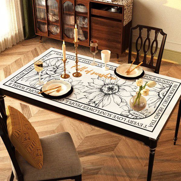 Table mat, retro leather, table mat, waterproof, oil resistant, scald resistant, washable tablecloth, coffee table mat
