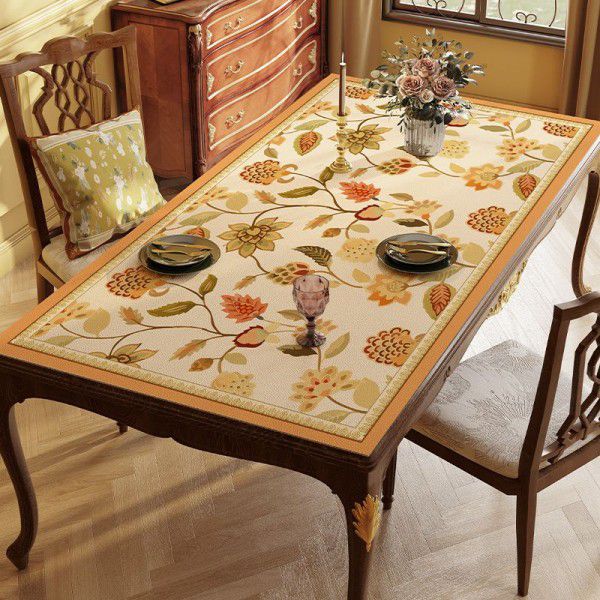 American tablecloth feeling retro pastoral style table mat atmosphere feeling table mat silicone waterproof and oil resistant coffee table mat