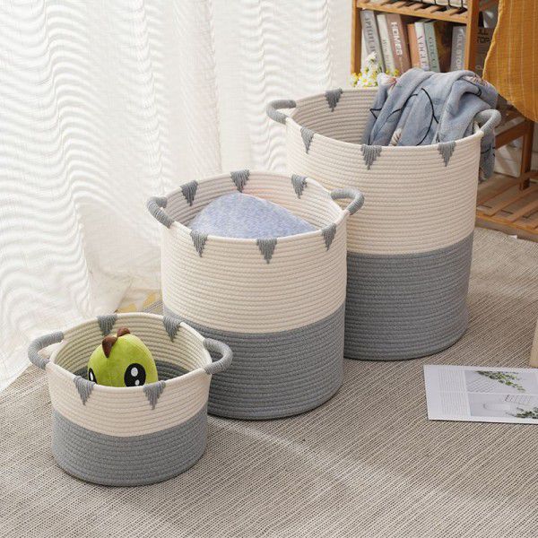 Cotton rope woven clothing storage bucket Dirty clothes basket Enlarged storage basket Storage basket Storage frame
