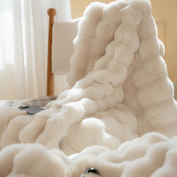 Winter Luxury and Luxury, High end Rabbit Hair Imitation Blanket, Thick Warm Blanket for Bedroom, Midday Sleep, Sofa Cover Blanket for Bed