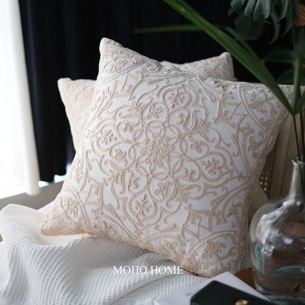 Fabric Throw Pillow Vintage Linen Embroidery Embroidery Sofa Decoration Cushion
