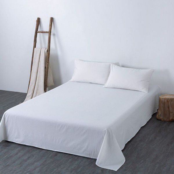 100% Cotton Washed Cotton Fitted Sheet Single Piece Solid Color Student Dormitory Homestay Bed Single Double Bed Cover Bed Cover