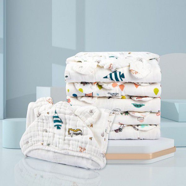 Small cap bath towel Baby bath towel Pure cotton gauze Super soft and absorbent children's bath towel Cloak bathrobe