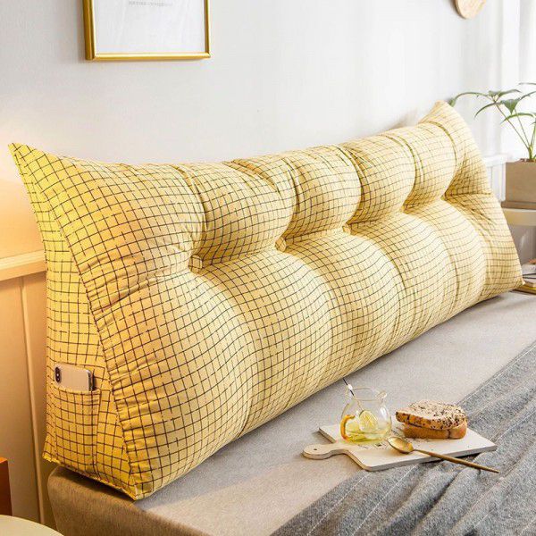 Bed backrest soft bag, bedside cushion, large backrest, brushed, detachable and washable backrest cushion, double bedroom sofa cushion