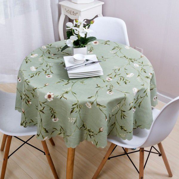 Big Garden Table Cloth Fabric Art Cotton and Hemp Small Fresh European Round Household Small Fragmented Flowers American Rural Round Table Table Round Cloth