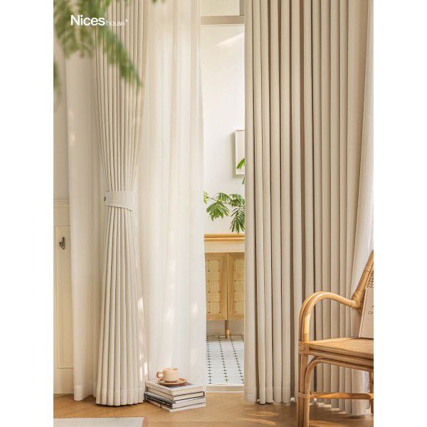 Soft Decoration New Chenille Soft Cream Shaped Blackout Solid Color Curtains