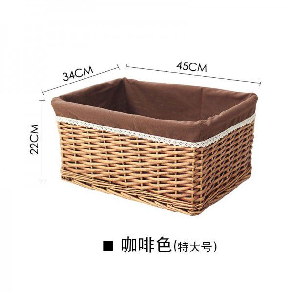 Vine woven storage basket desktop storage basket woven fabric miscellaneous snacks storage box storage frame bamboo basket bamboo woven basket