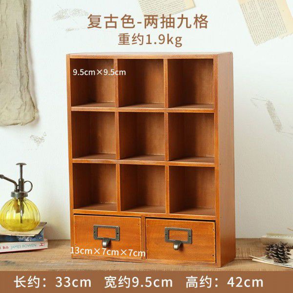 Drawer Box Vintage Wooden Drawer Style Storage Box Drawer Cabinet Sundries Desktop Small Box Table Top Sorting Storage Cabinet