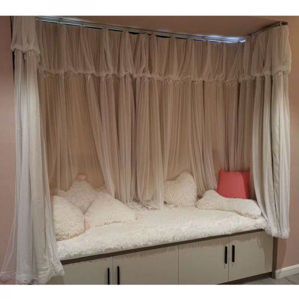 Short curtain curtains, U-shaped shading with gauze, living room, bedroom, bay window, hook type