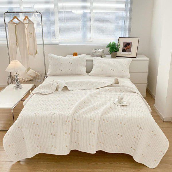 Washed antibacterial pure cotton thickened bed sheet with cotton and tatami bed cover, 3-piece set of anti-skid pads
