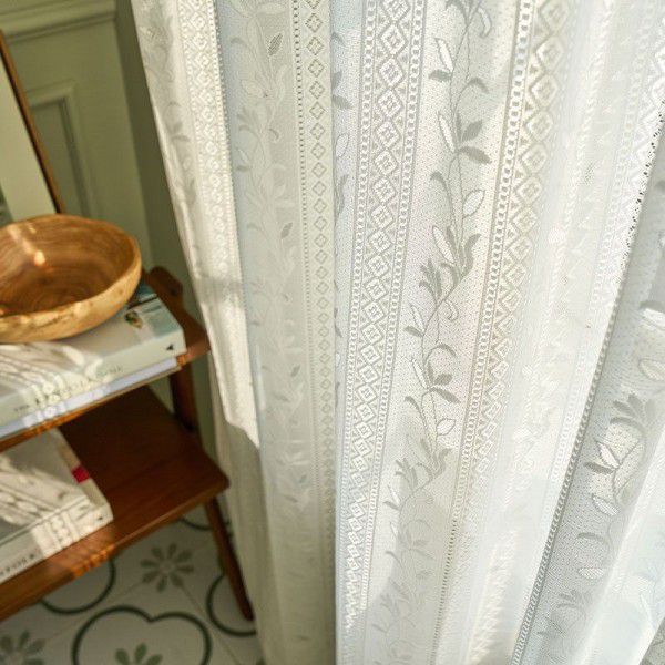 American style curtains, gauze curtains, retro literature and art, small and fresh rural style window screens, floating windows, balconies, living rooms, white gauze partitions