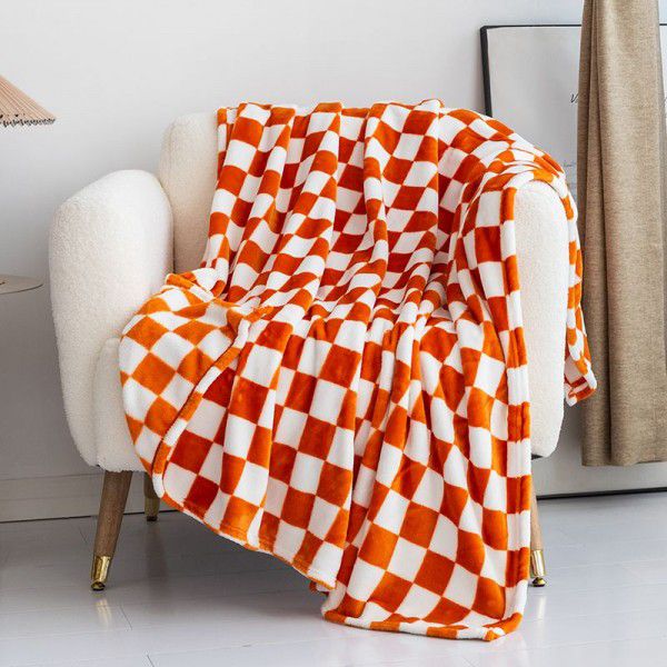 Vintage chessboard plaid milk plush blanket, winter thickened leisure sofa, air conditioning cover blanket, blanket