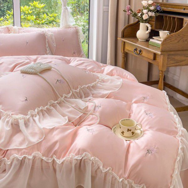 Four Piece Bed Set Summer Ice Princess Feng Shui Wash Silk Quilt Cover