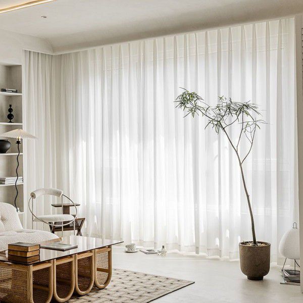 Louver curtains that are not transparent to people, gauze curtains, window screens, new balcony curtains, white gauze curtains, living rooms, bedrooms
