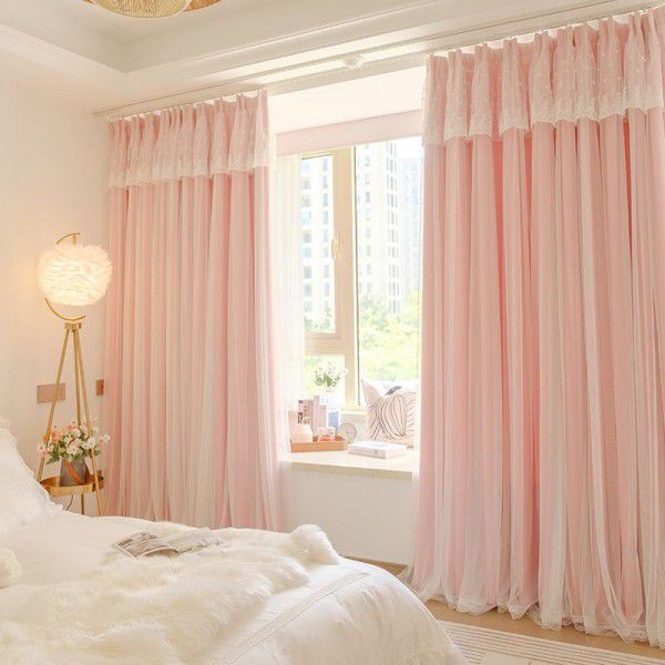 Cream Curtains Bedroom Girl Double Layer Princess Wind Shading