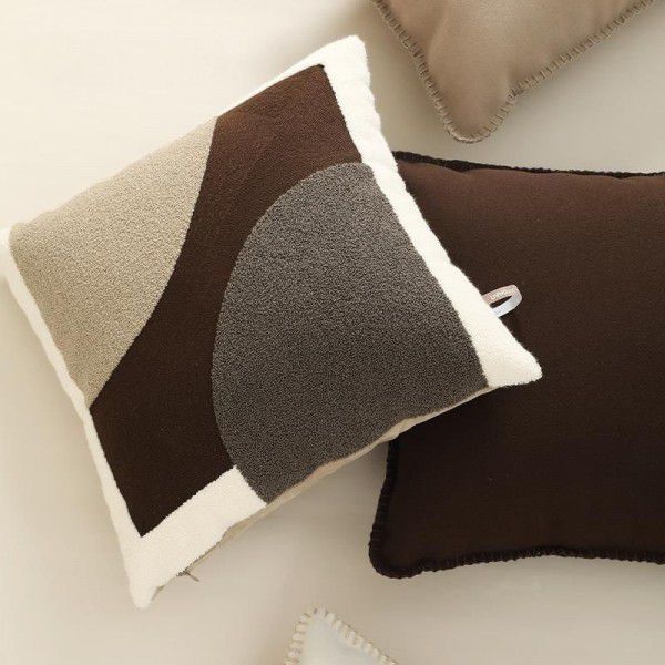 Throwing Pillow Retro Medieval Style Light Luxury Geometric Color Block Art Sofa Embroidered Simple Living Room Pillow Cushion Waist Pillow