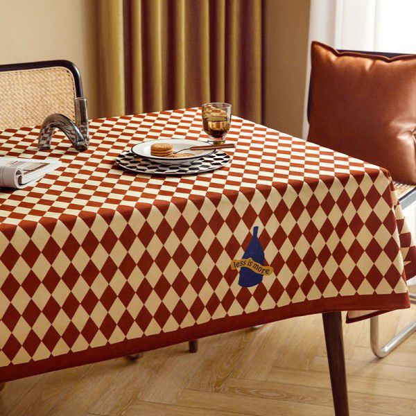 Retro Checkerboard, Wash Free, Light Luxury Table Cloth, Thick Table Cloth, Waterproof and Oil Resistant