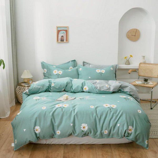 Cotton twill printed four piece set, cotton four piece set, pure cotton bed sheet style three four piece set